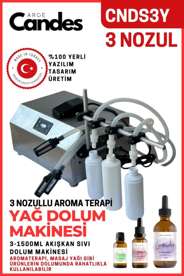 Üç Nozullu Aromaterapi Yağ Dolum Makinası