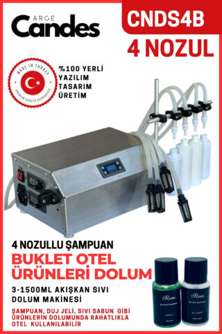 Dört Nozullu Elektirikli Buklet Sıvı Dolum Makinası
