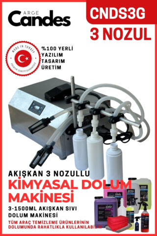 Üç Nozullu Oto Bakım Kimyasalları Dolum Makinesi