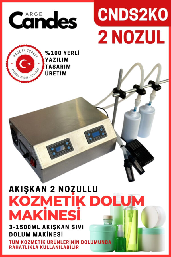 İki Nozullu Elektirikli Kozmetik Dolum Makinesi