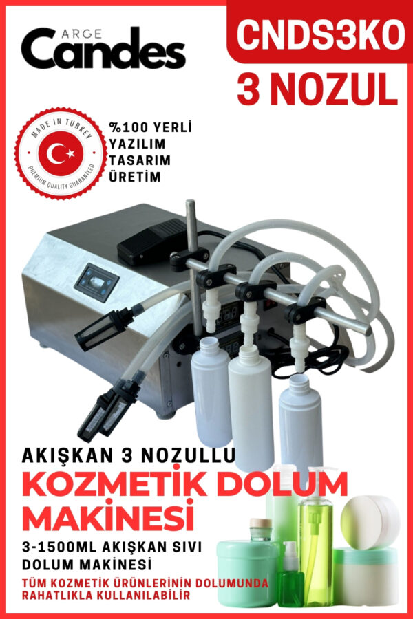 Üç Nozullu Kozmetik Dolum Makinesi