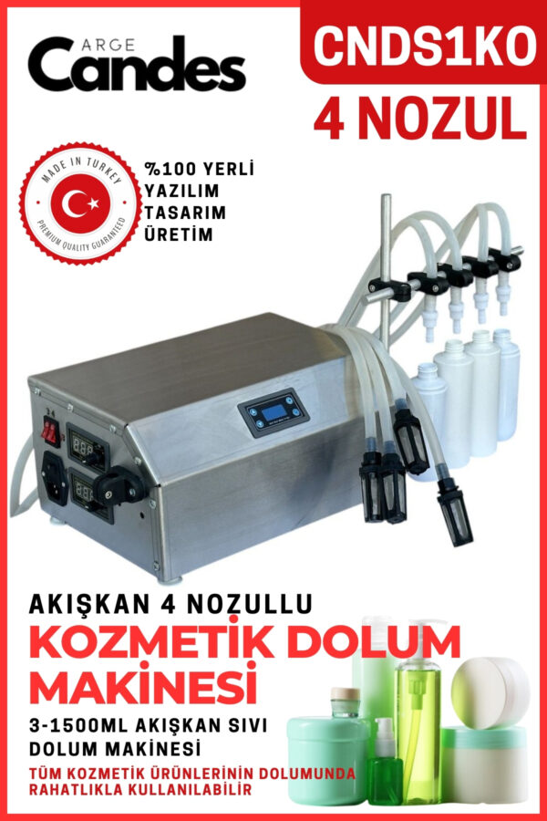 Dört Nozullu Elektirikli Kozmetik Dolum Makinesi