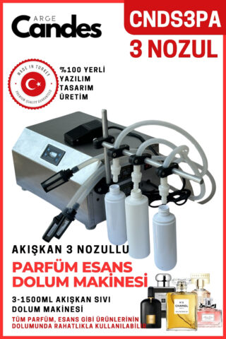 Üç Nozullu Parfüm Esans  Dolum Makinesi