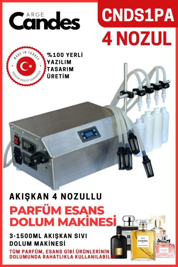 Dört Nozullu Elektirikli Parfüm Esans Dolum Makinesi
